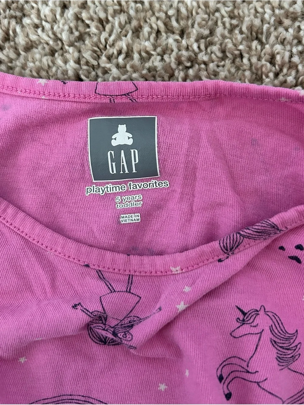 GAP Girls' Bright Pink Unicorn & Rainbow Peplum Long Sleeve Top